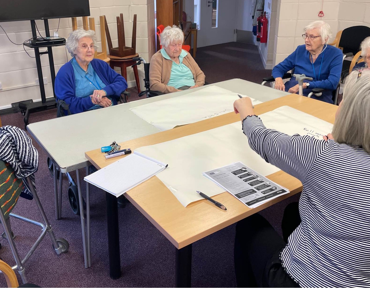 residents working with staff to discuss feeling safe at Corton House care home