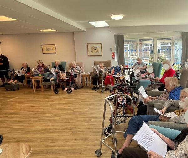 Residents enjoy a service at Corton House Christian ethos care home