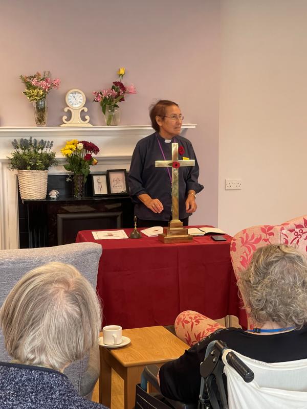 The care home chaplain in Corton House delivers a service