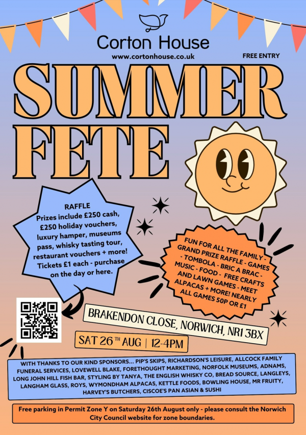 Corton House Summer Fete 26th August 2023 12-4pm NR1 3BX